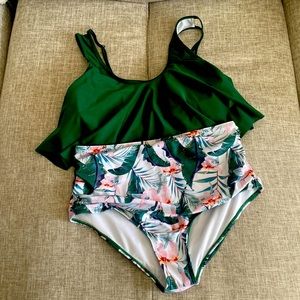 Tropical two piece bathing suit